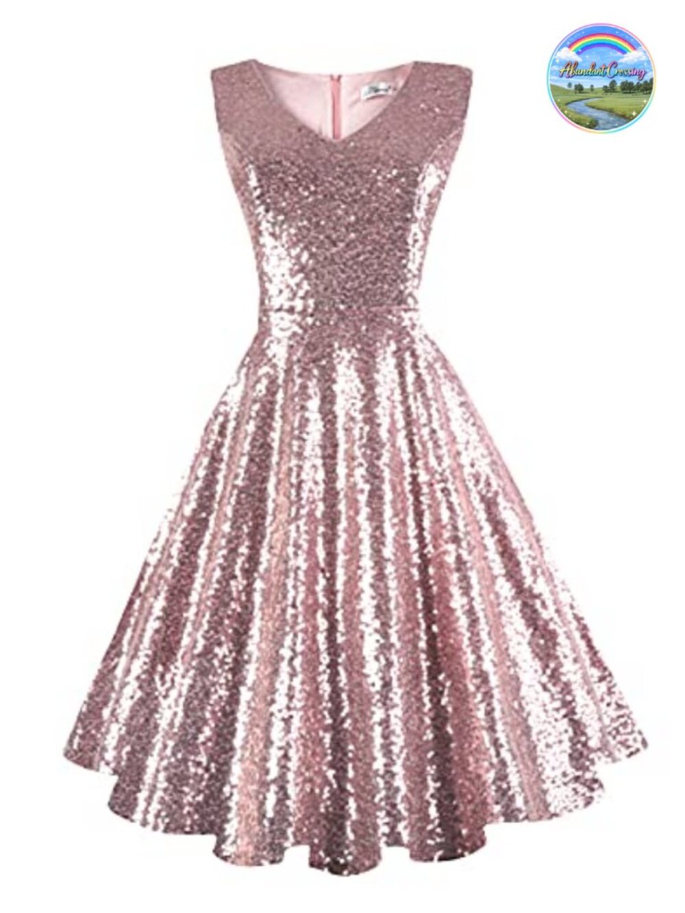 Vintage Sleeveless Cocktail Dress with Pockets Sequin Option V-Neck
